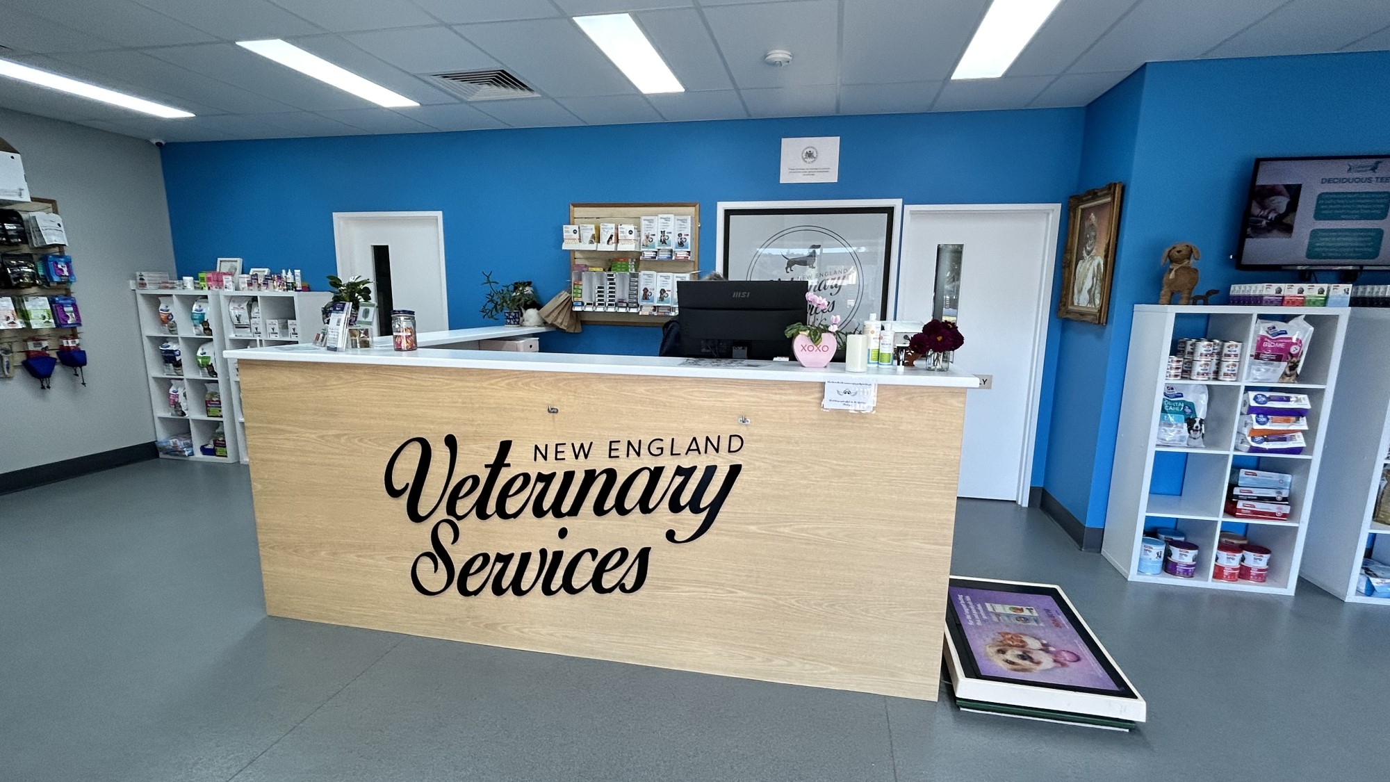 Reception area of New England Veterinary Services, a full accredited clinic and Armidale Vet